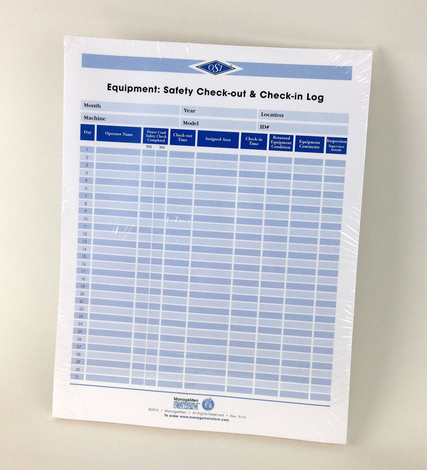 Equipment: Safety Check-out & Check-in Logs